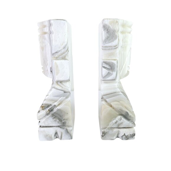 Tiki Aztec Mayan Carved Onyx 8" Extra-Large HEAVY! Bookends - Picture 2 of 6